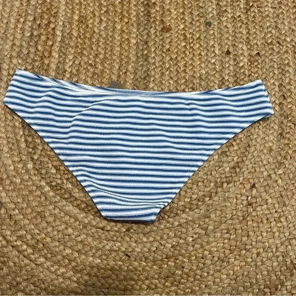 J Crew Bikini Bottom Sz 2X Textured Hipster Bikini Bottom Blue White - Picture 2 of 4